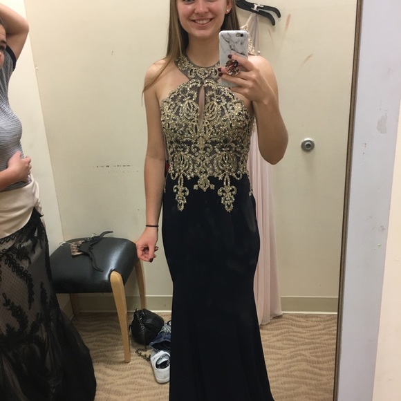 Xscape Dresses Xscape Navy And Gold Prom Dress From Macys Poshmark
